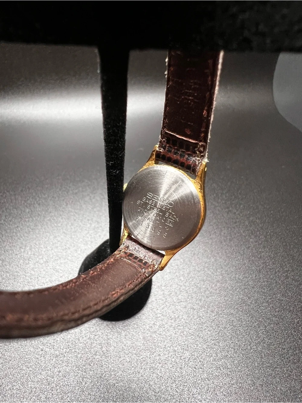 Seiko Gold Dial Watch with Brown Leather Strap